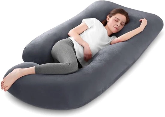 Cuscino laterale a forma di J - supporto ottimale - 1 pezzo - velluto - 140 cm x 70 cm