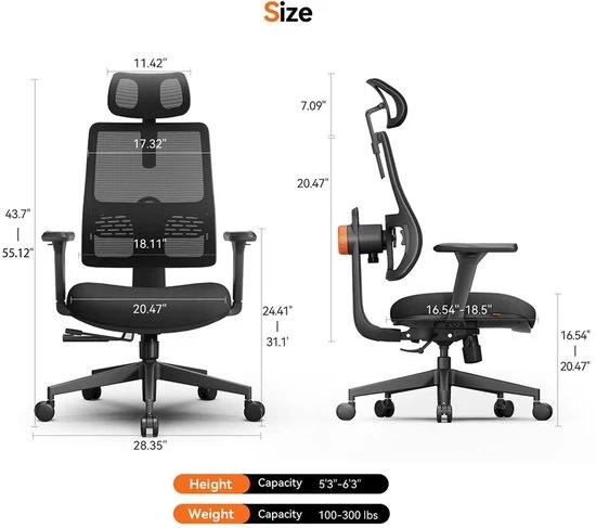 Sedia Ergonomica - 3 Posizioni - Supporto Adattabile alla Schiena Inferiore