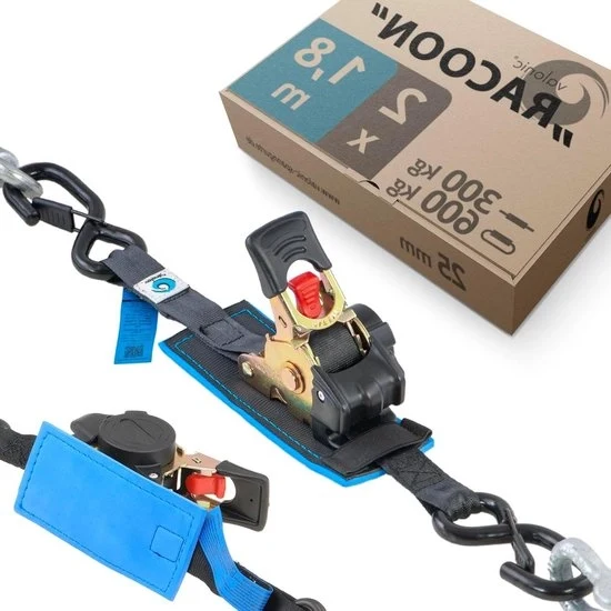 Cintura di serraggio automatica con gancio 18m - con rullino - impermeabile - EN-12195-2 - 300 Kg - nero - cinghia di serraggio - motocicletta - 2 pezzi - 25mm - cinghia di serraggio con gancio. Cinghie di serraggio con rullino.