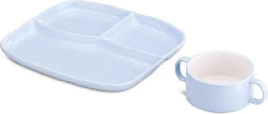 Set di tavola e zuppiera con 3 contenitori - Resistente al forno e al microonde - Ceramica blu Set di tavola