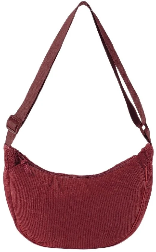 Borsa da braccio in corduroy - Forma lunare - Cinturino regolabile - Donna Modello: Specifica: