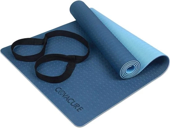 Mat di yoga - antiscivolo, resistente - 1 pezzo - blu - TPE - 183 x 66 x 0,6 cm