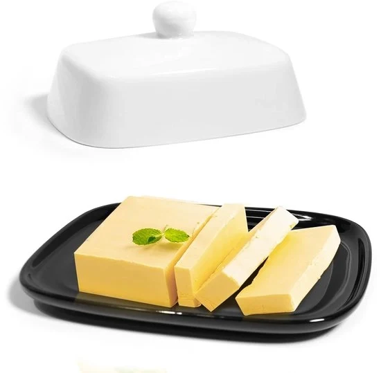 Vasca ceramica per burro - Spaziale - Bianco-nero - 1 pezzo