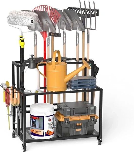Organizzatore con Ruote per Garage e Magazzino – Righello in Acciaio per Stoccaggio – Supporto Multifunzionale per Gli Strumenti – 80 x 70 x 55 cm