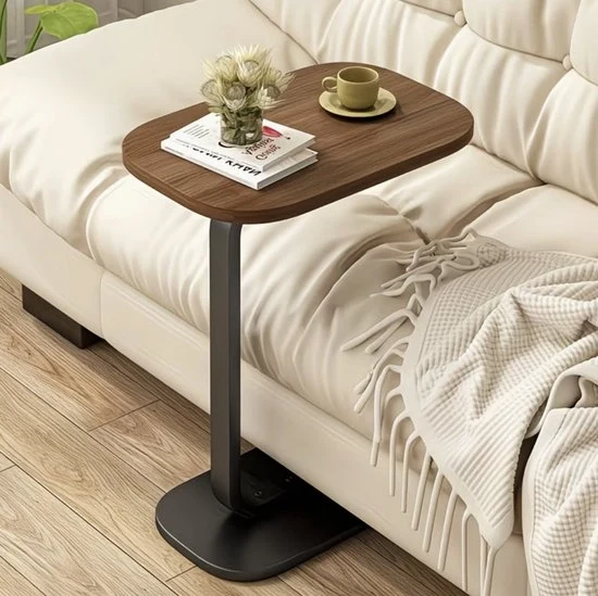 Tavolo da salotto a forma di C compatta e spazievitore, adatto per soggiorno, camera da letto, balcone o camper - stile retro arredo