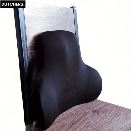 Cuscino Ergonomico per la Schiena - Auto - Sedia da Ufficio - Cuscino di Supporto - Cuscino per la Colonna Vertebrale - Riduzione del Dolore - Gomma di Memoria - Correttore della Postura - Nero
