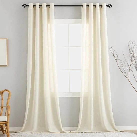 Gordini di Lino con Occhielli - Crema - 2 Pezzi - 245 x 140 cm