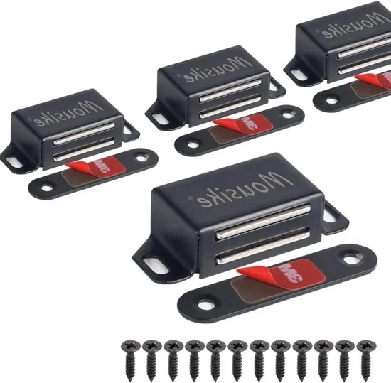 Magnetici per chiusura porta - Acciaio inossidabile - 4 pezzi - Nero
