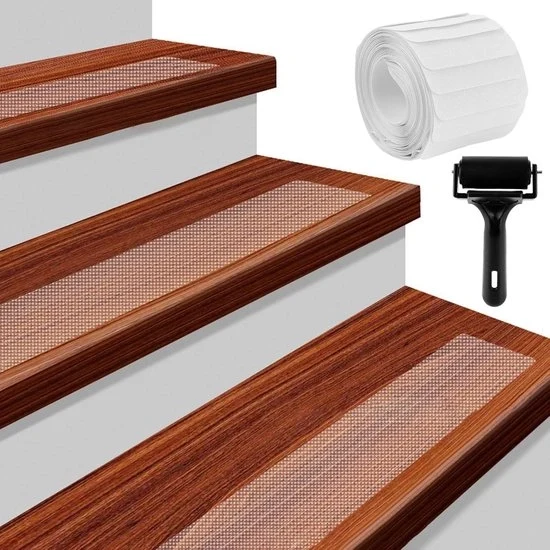 Tappetini Antiscivolo Autoadesivi - Sicurezza per Scale - 20 Pezzi - Translucidi - 10 x 81 cm