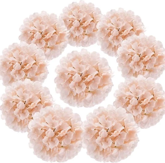 Set di capocchia di ortensia in seta - Decorativo - 10 pezzi - Blush