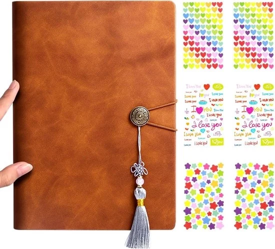 Album fotografico in pelle marrone con cinturino in pelle - 60 pagine