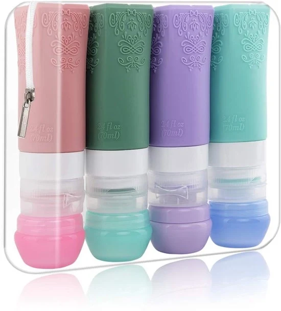 Set di trasporto per viaggiatori di 8 pezzi - Resistentente all'acqua e certificato TSA - Silicone