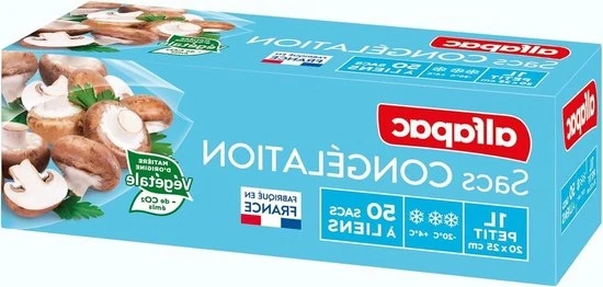 Sacchi con cinturino per congelatore - Origine Vegetale - Fabbricati in Francia - 50 pezzi - modello piccolo di sacchetti congelatore
