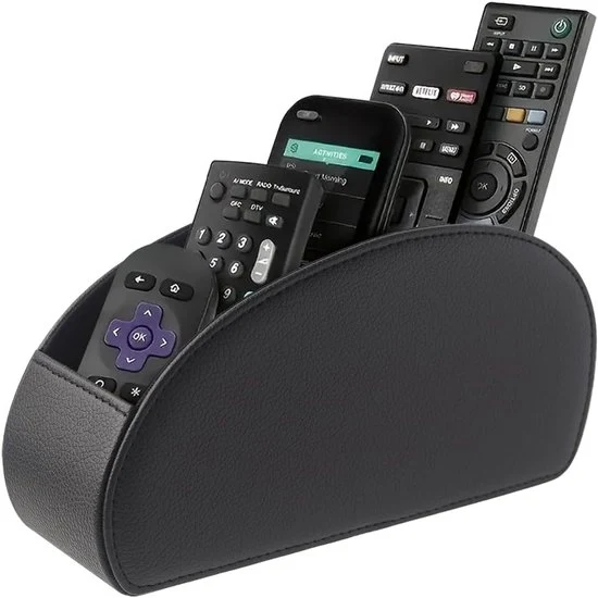 Organizzatore per telecomandi con 5 cassettoni – Grande organizzatore per TV, lettore DVD, stick 4K e Blu-ray remoti – Spazio aggiuntivo per matite – M-nero