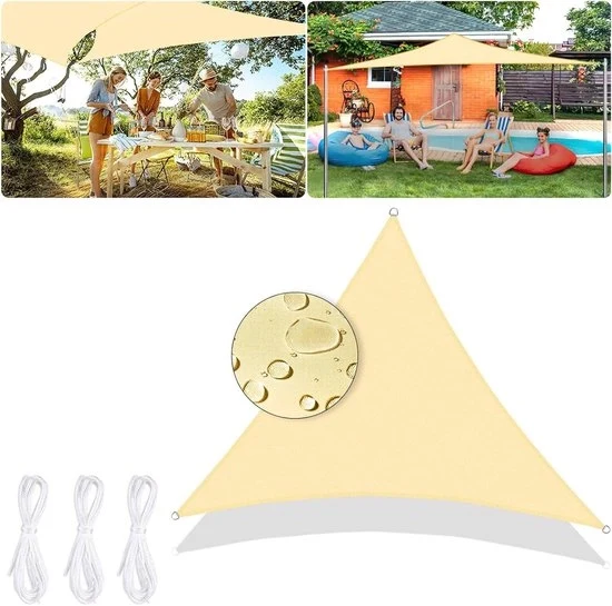 Ombrellone triangolare - impermeabile - per giardino e terrazzo - 3 x 3 x 3 m - beige - poliestere