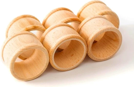 Set di anelli di tovagliato in legno - decorazione da tavola - 6 pezzi - Ø 4,3 cm