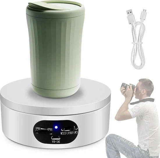 Tavolo rotante automatico per fotografia e gioielleria - 360 gradi - 12 cm tavolo rotante elettrico