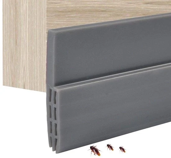 Striscia di sigillatura per porte inferiore - Autoadesiva - Isolante acustico - 100cm - Resistente all'usura - Ideale per interni - Grigio