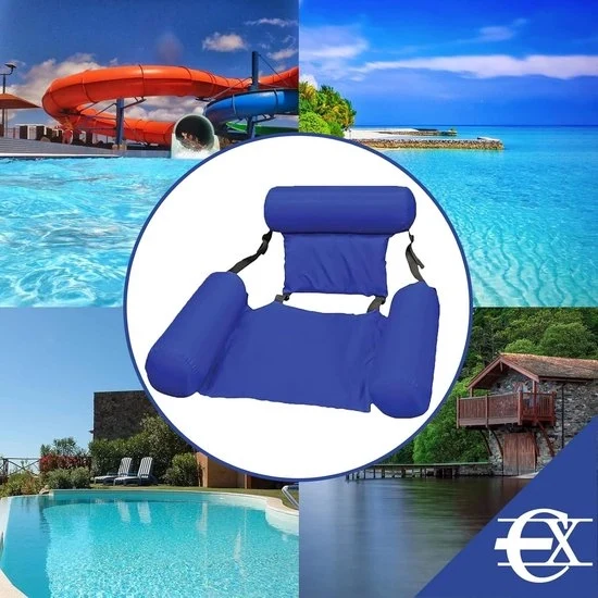 Mattressondegliacqua con Supporto alla Schiena e Sedia pieghevole per Piscina - Blu