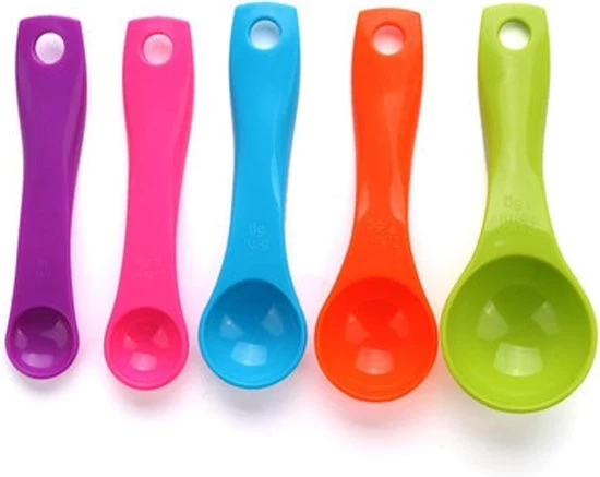 Lepels di misura - 5 pezzi colorati - plastica