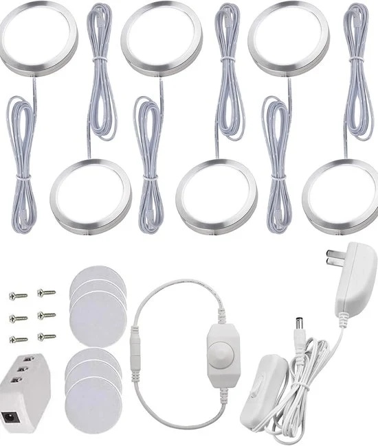 Palline LED a bassa luce - Illuminazione sotto il mobile - 6 pezzi - Luce diurna Bianca