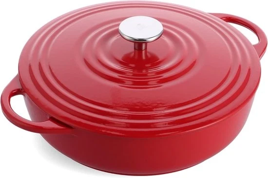 Piastra in acciaio inossidabile - 28cm - Rosso peperoncino - Adatto per induzione