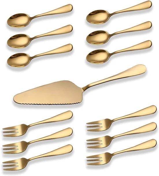 Set di servizio da torta in titanio dorato - Servizi eleganti - 13 pezzi