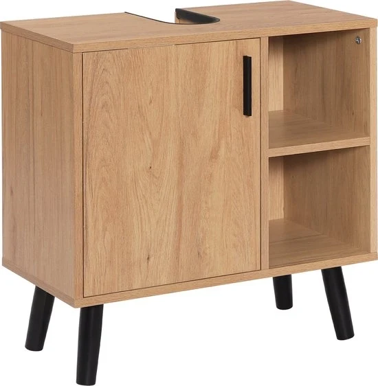 Mobili da bagno - Cassetta per doccia - Mobili - Sotto cassetti - Resistenti all'umidità - 60 x 30 x 60 cm - Finestra in legno - Nero