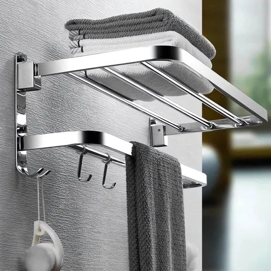 Sostegno asciugamani senza forare - argento - per bagno e cucina