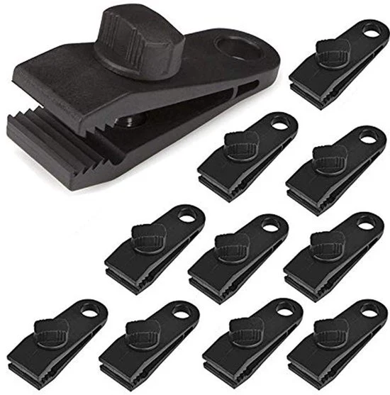 Clips per vele multifunzionali - 12 pezzi - plastica - nero