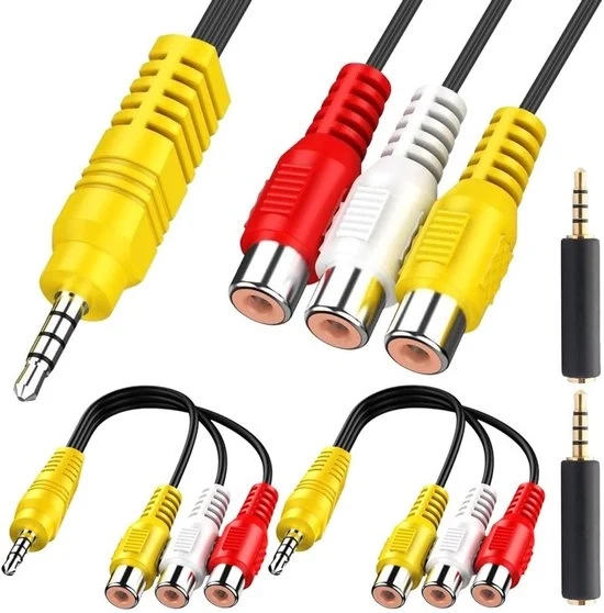 Cavo AV-video RCA a doppio filo per TV TCL con adattatore CTIA a OMTP 35 mm (2 pezzi 23 cm)