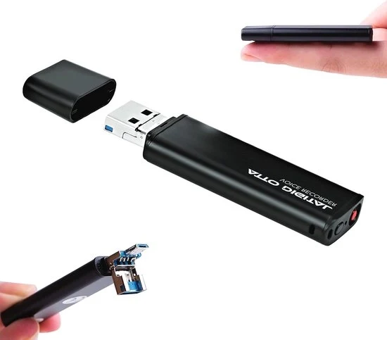Registratore digitale mini con attivazione vocale 16 GB di capacità - registrazione prolungata - connessione micro-USB e USB - 26 ore di batteria - facile da utilizzare Apparecchio per la riproduzione di registrazioni