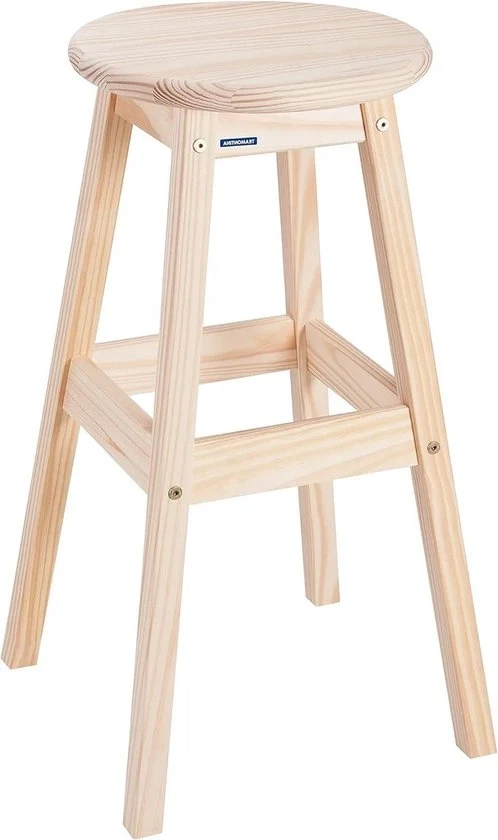 Sedia bar con sostegno per piedi - 708 cm - legno di conifera certificato - sedia bar in legno naturale Sedia bar in legno