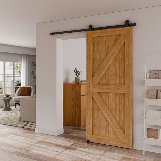 Componente di guida porta scorrevole - 2,13 m - nero - acciaio inox, legno, alluminio