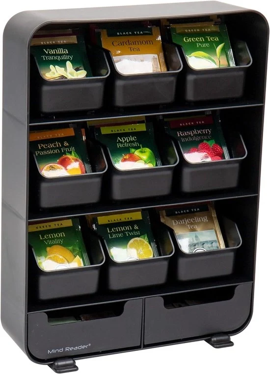 Organizzatore a cassette - 11 cassette - nero - 26,35 cm x 8,25 cm x 34,79 cm