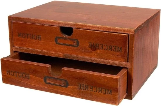 Scatola per carico in legno con 2 contenitori in stile vintage francese - marrone - 25 x 18 x 13 cm Blocco di carico