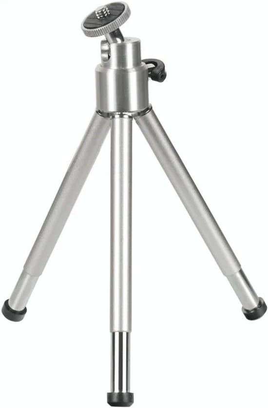 Mini-tripode con testa di sfera 3D - tripode per smartphone e fotocamera - argento - metallo