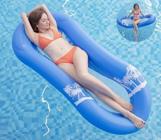 Matrassone gonfiabile per piscina - Hangmat galleggiante per adulti con rete - Lounge per adulti per piscina con matrassone gonfiabile - Matrassone per adulti per piscina gonfiabile