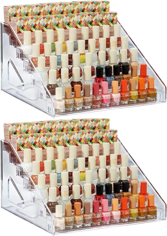 Organizzatore per la manicure - 84 flaconi - Acrilico - 2 pezzi