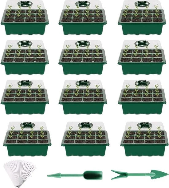 Kit di propagazione per semi - 12 contenitori per germinazione - inclusi ausili domestici - 20 etichette