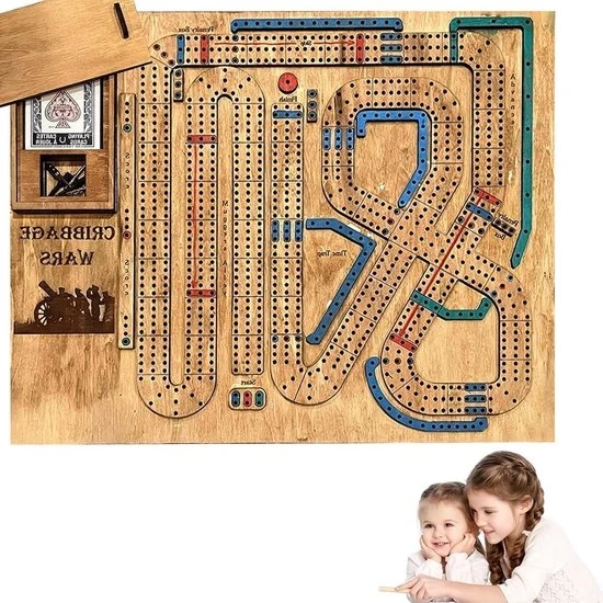 Nuova Tavola da Cribbage in Legno con Cassetto Integrato per Bambini - Set di Gioco da Tavolo per Ragazzi di 6 7 8 anni