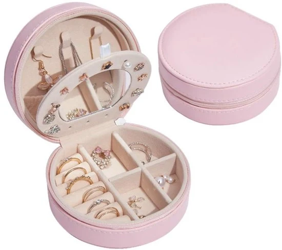 Porta gioielli portatile - 3 strati - Pelle PU - Rosa