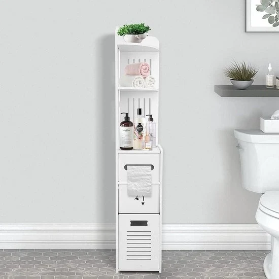 Cassettiera da bagno alta | cassettiera da bagno con cassetto apribile, cassetti scorrevoli, contenitore per il bagno, dimensioni 22 x 20 x 120 cm