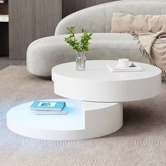 Tavolo salotto - Rotativo - 360° di rotazione - Luce LED - Cilindrico