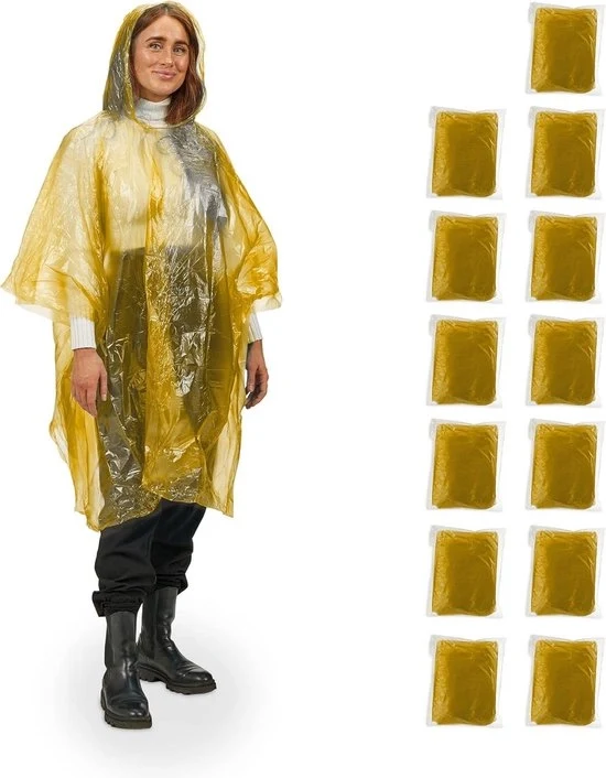 Set di impermeabile per ciclismo da 13 pezzi - Abbigliamento impermeabile per bicicletta - Con maniche e cappuccio - Adulti unisex - Giallo