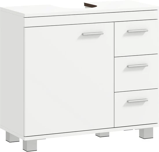 Cassettiera Bagno - 3 Comparti - Chiusura a Pelo - Asciugamani - Struttura in Legno