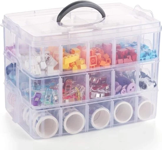 Cassetta di Plastica Transparente - 30 Scatole - Kit di Ricamo per Collane