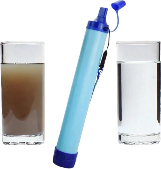Filtro acqua kit di emergenza - Kit di emergenza - Filtro acqua - Filtro acqua per sopravvivenza - Otre da bere Modello: WF-1234 Capacità: 1000 ml Materiali: BPA libero, plastica ABS Dimensioni: 20 x 10 cm Peso: 250 g