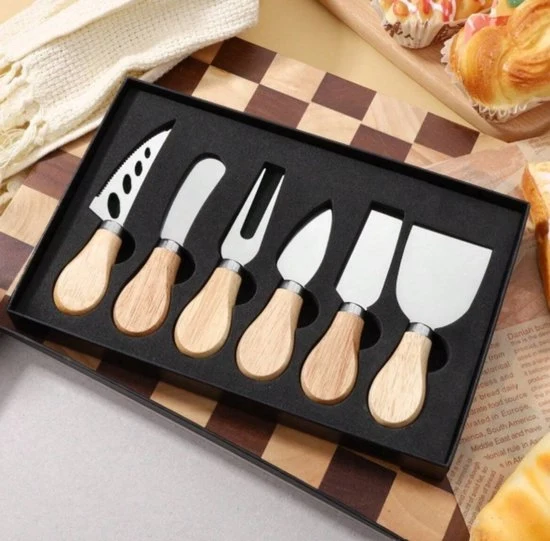 Set di 6 messe per formaggio in bambù con maniglia in acciaio inossidabile in edizione luxury (scatola regalo)