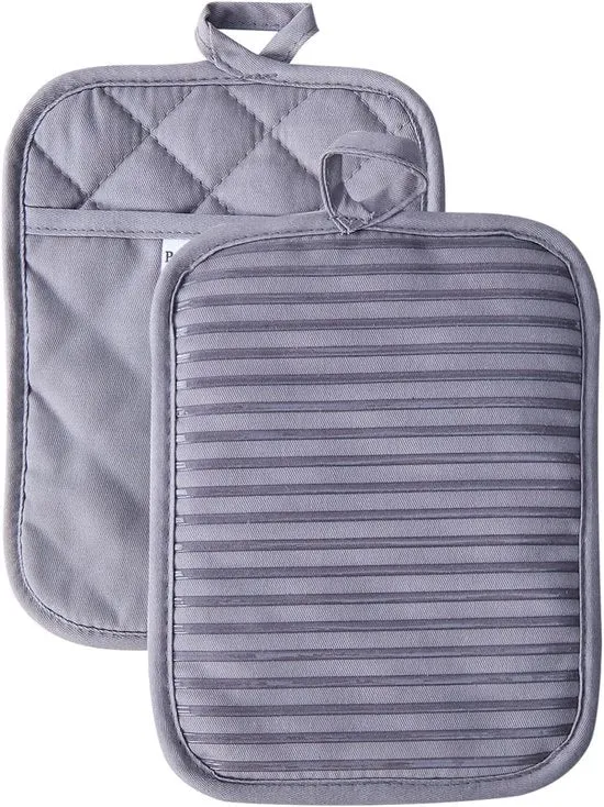 Set di protezione contro il calore per padelle - 2 pezzi - Grigio - Silicone - 7"x9